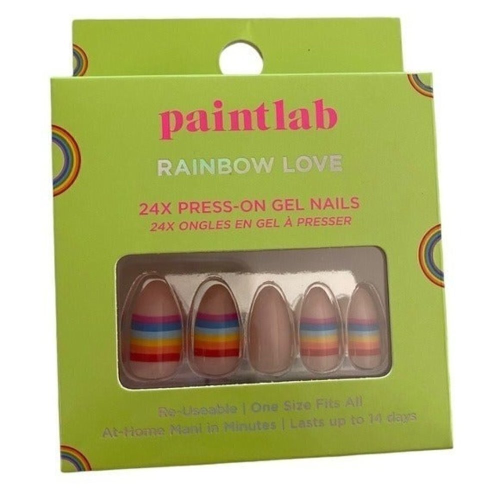 PaintLab Rainbow Love Press On Gel Nails 24x